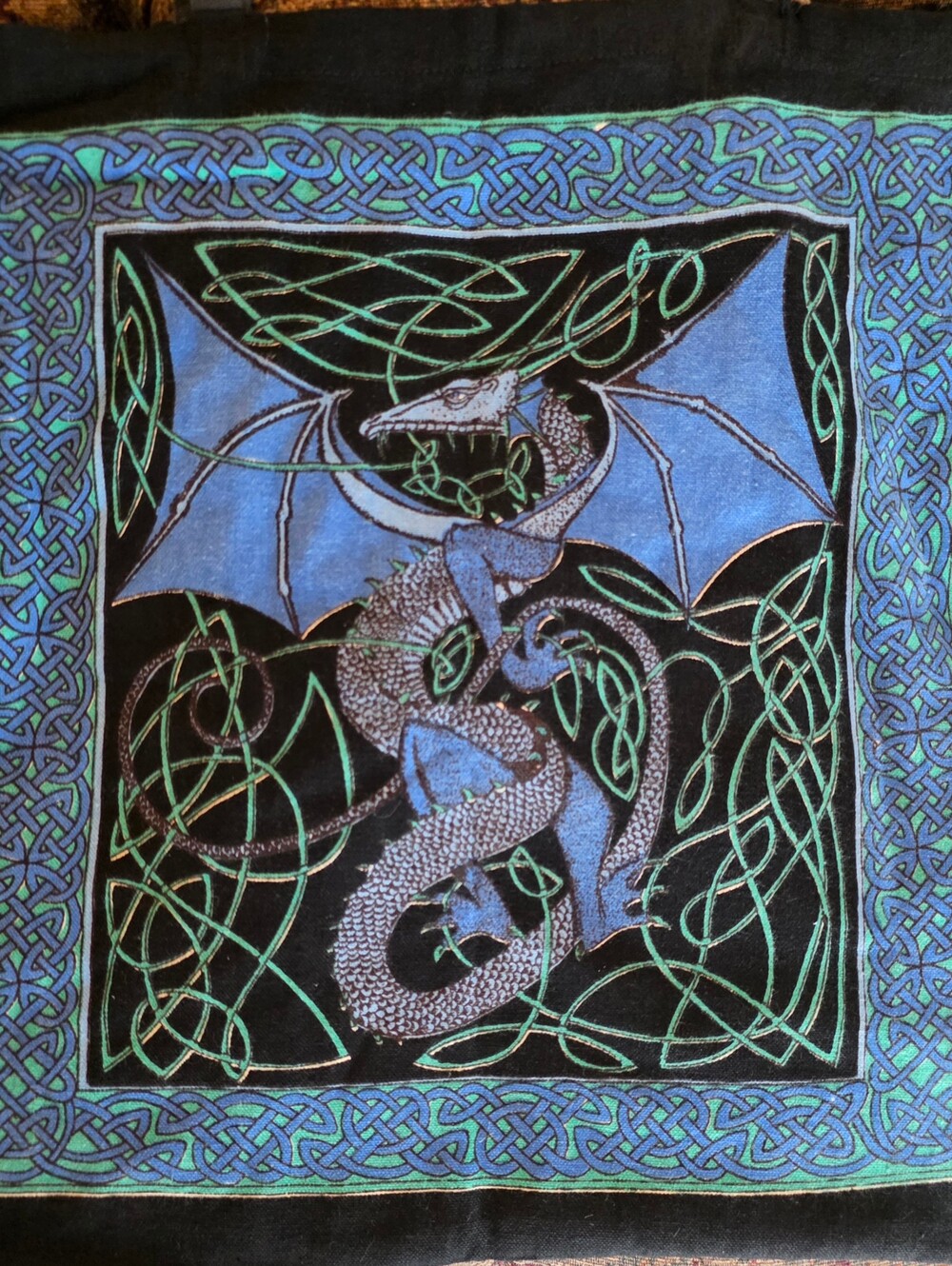 Blue & Green Celtic Dragon Tote UNISEX